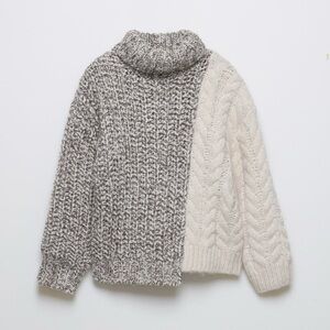 Zara Chunky Knit Two-Tone Sweater